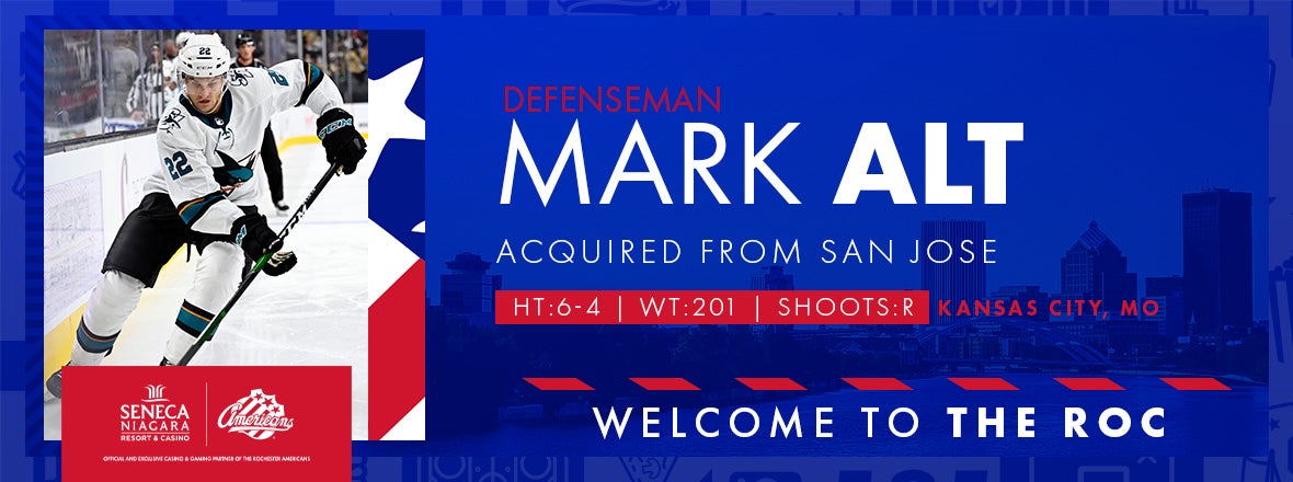 AMERKS ACQUIRE DEFENSEMAN MARK ALT FROM SAN JOSE