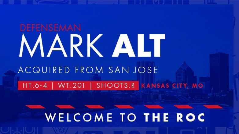 AMERKS ACQUIRE DEFENSEMAN MARK ALT FROM SAN JOSE