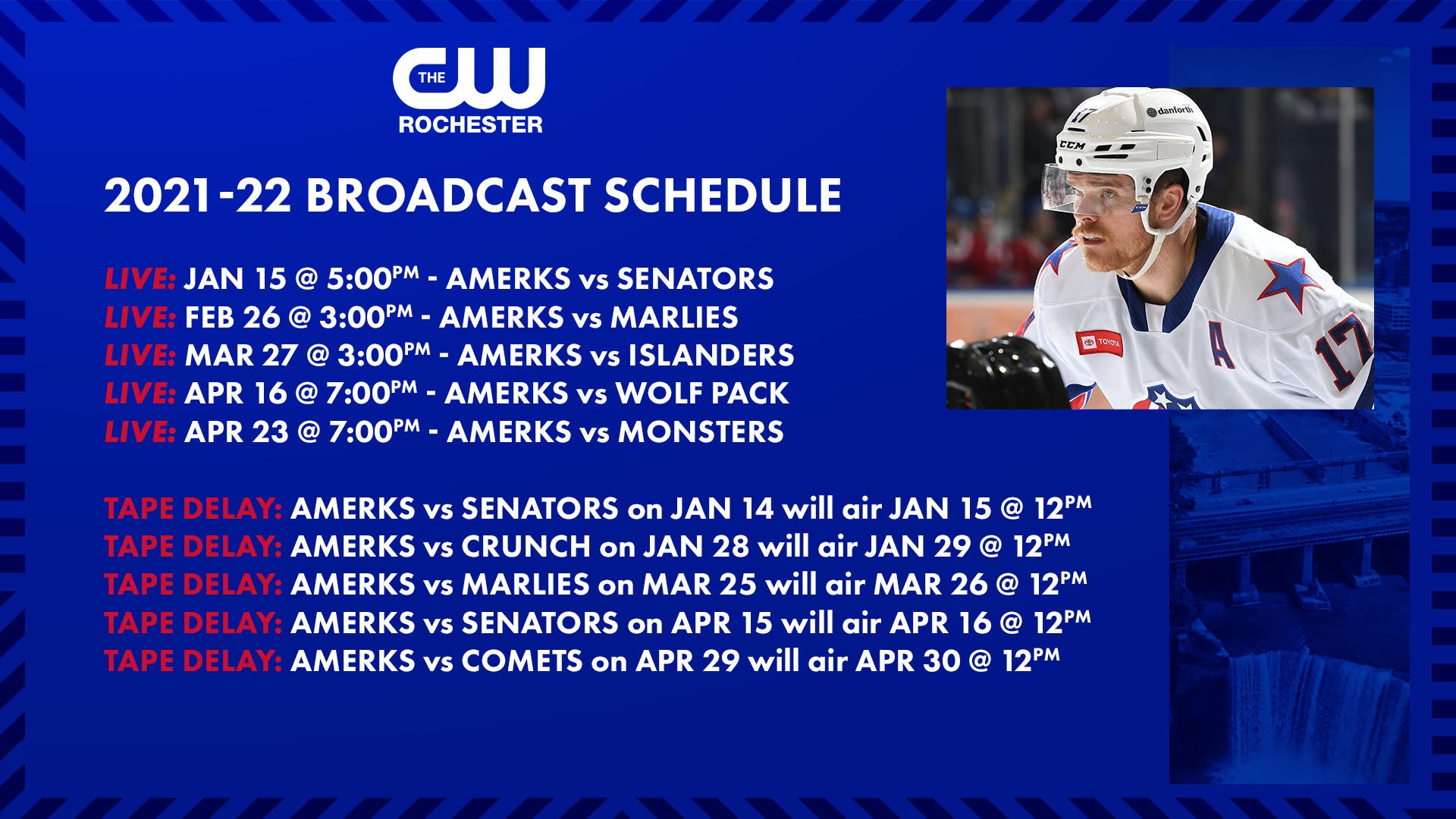 AMERKS ANNOUNCE TELEVISION AND BROADCAST SCHEDULE FOR 2021-22 SEASON Rochester Americans