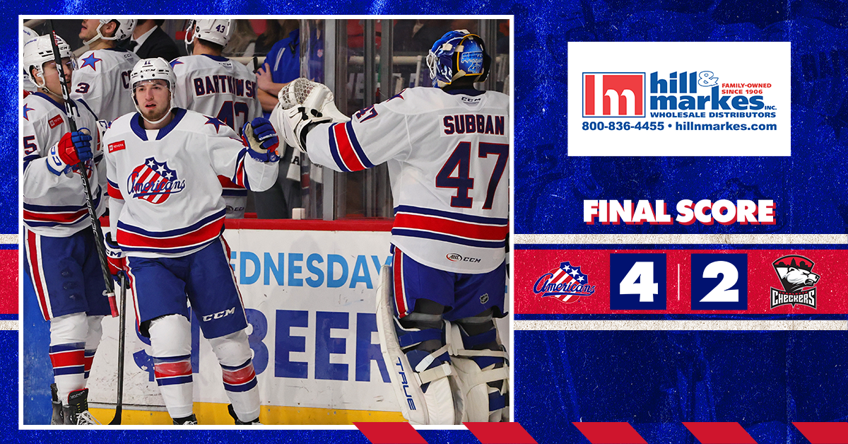 THREEGOAL FIRST PERIOD PROPELS AMERKS PAST CHECKERS Rochester Americans