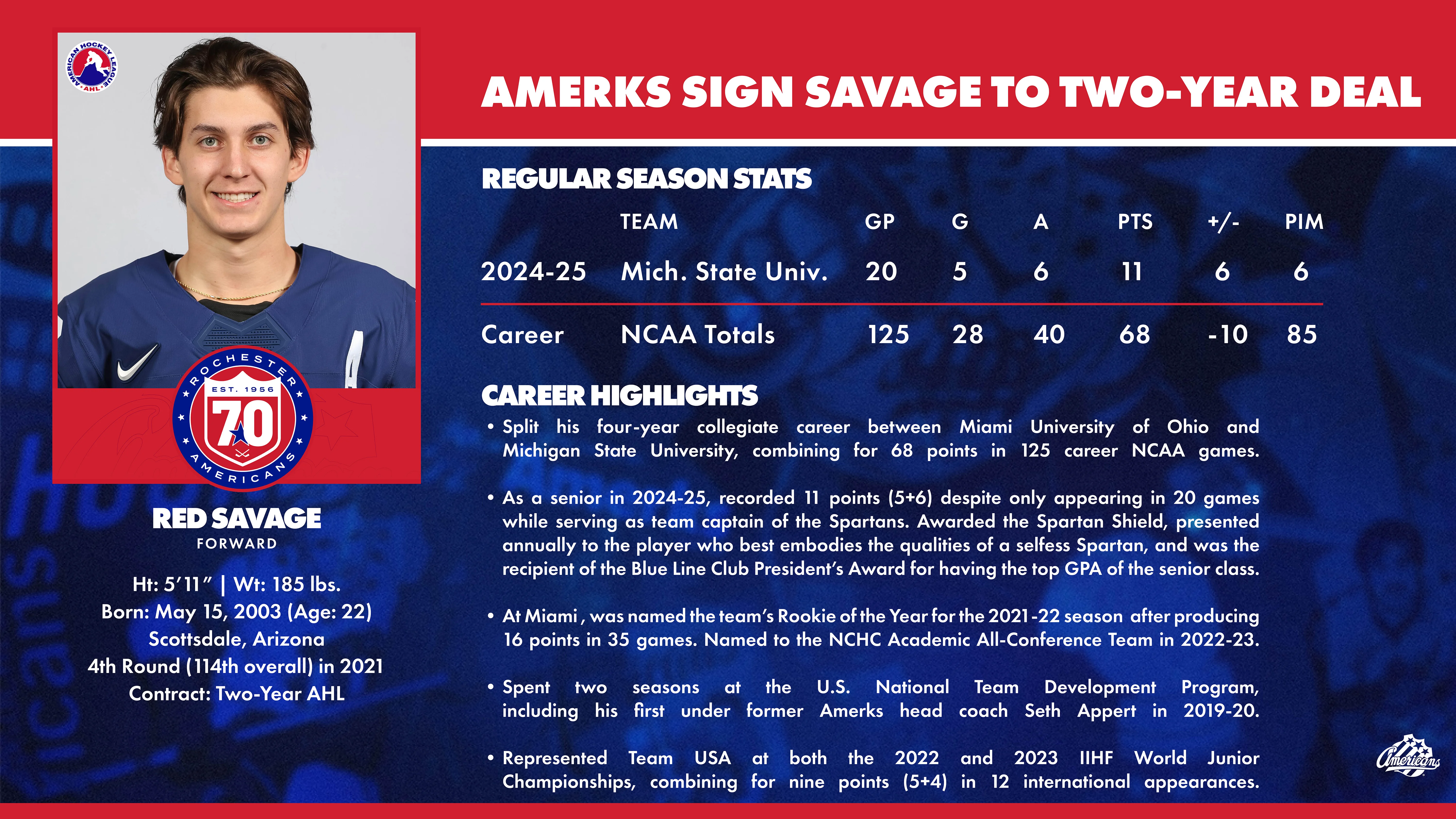 Amerks sign Savage.jpg