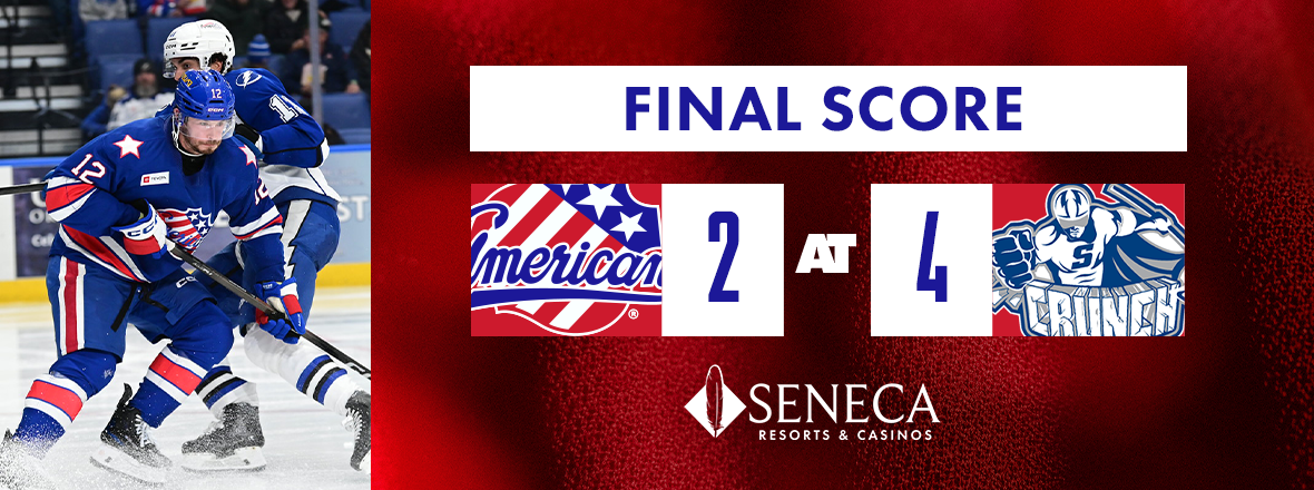 AMERKS UNABLE TO HOLD LEAD IN 4-2 LOSS TO CRUNCH