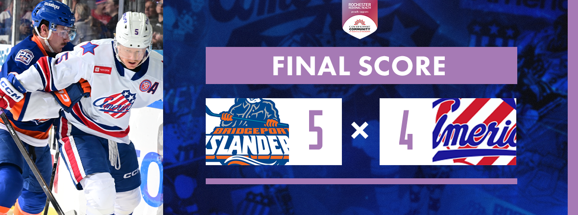 AMERKS UNABLE TO HOLD LEAD IN 5-4 LOSS TO ISLANDERS