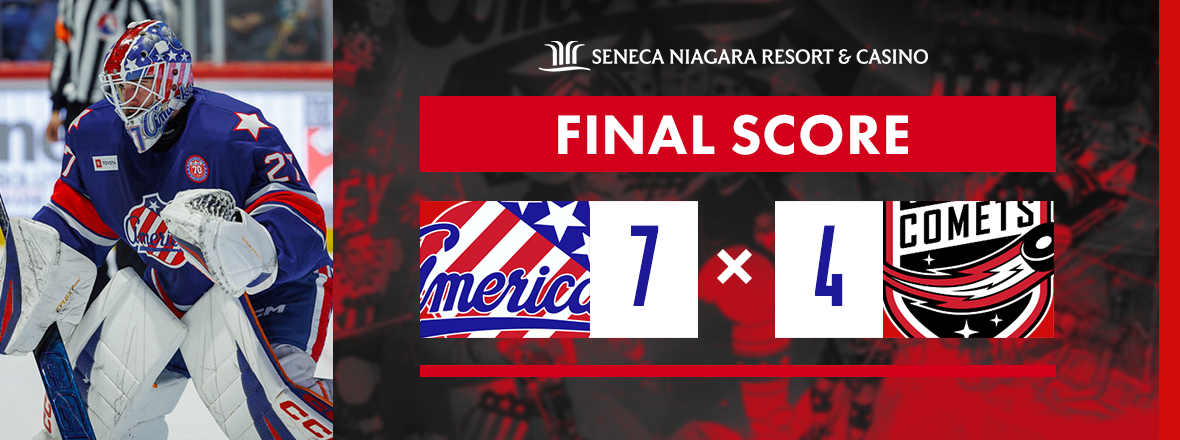 FIVE-GOAL FIRST PERIOD PROPELS AMERKS PAST COMETS
