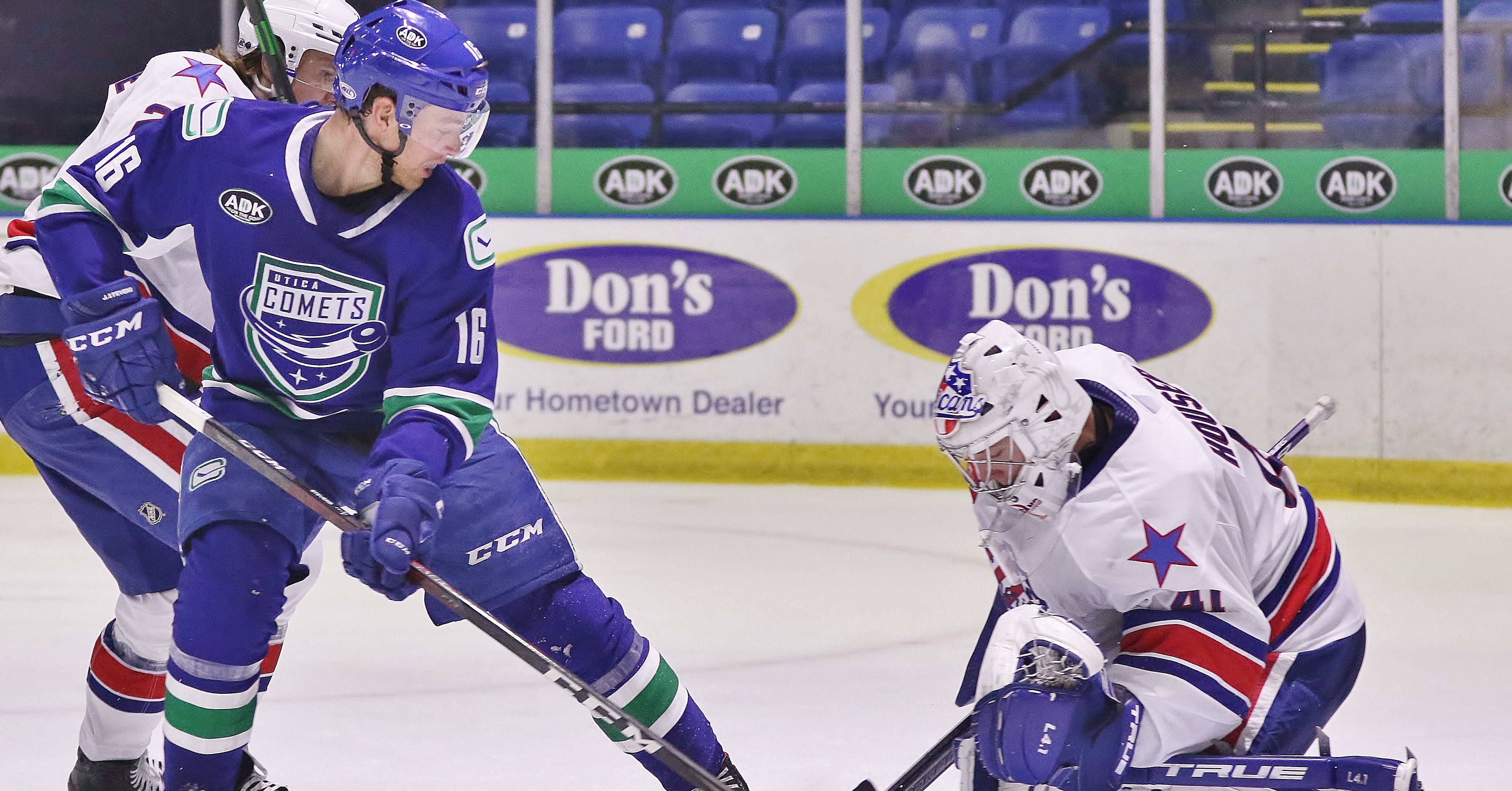 AMERKS SCORE LATE, BUT COME UP SHORT TO COMETS Rochester Americans